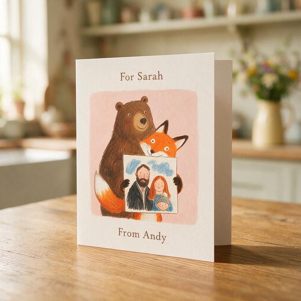 A printed personalised greetings card